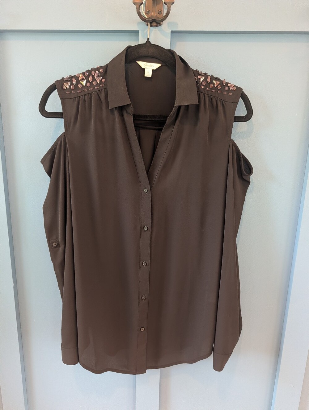 Candie's Black Cold Shoulder Blouse